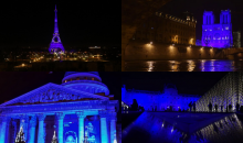Les monuments français et ses ambassade aux couleurs de l'Europe (photos de JULIEN DE ROSA-AFP):